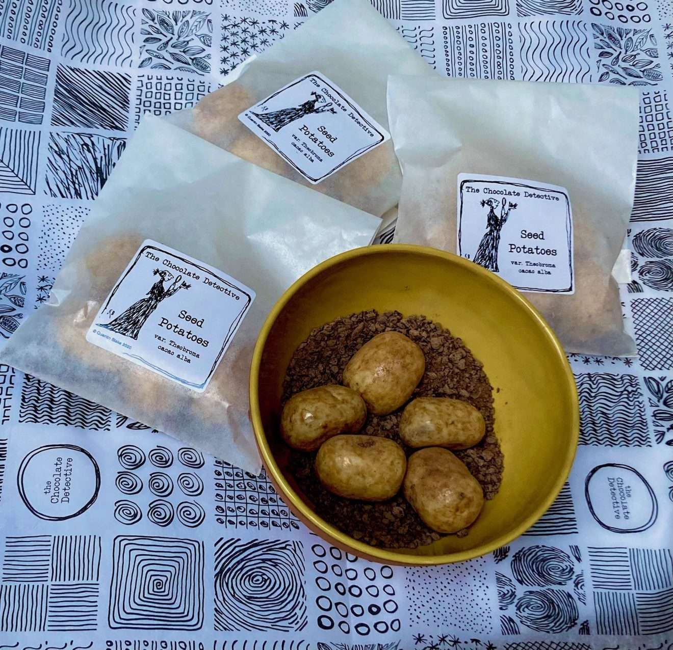 White Chocolate Praline Seed Potatoes with Chocolate 'soil' 110g