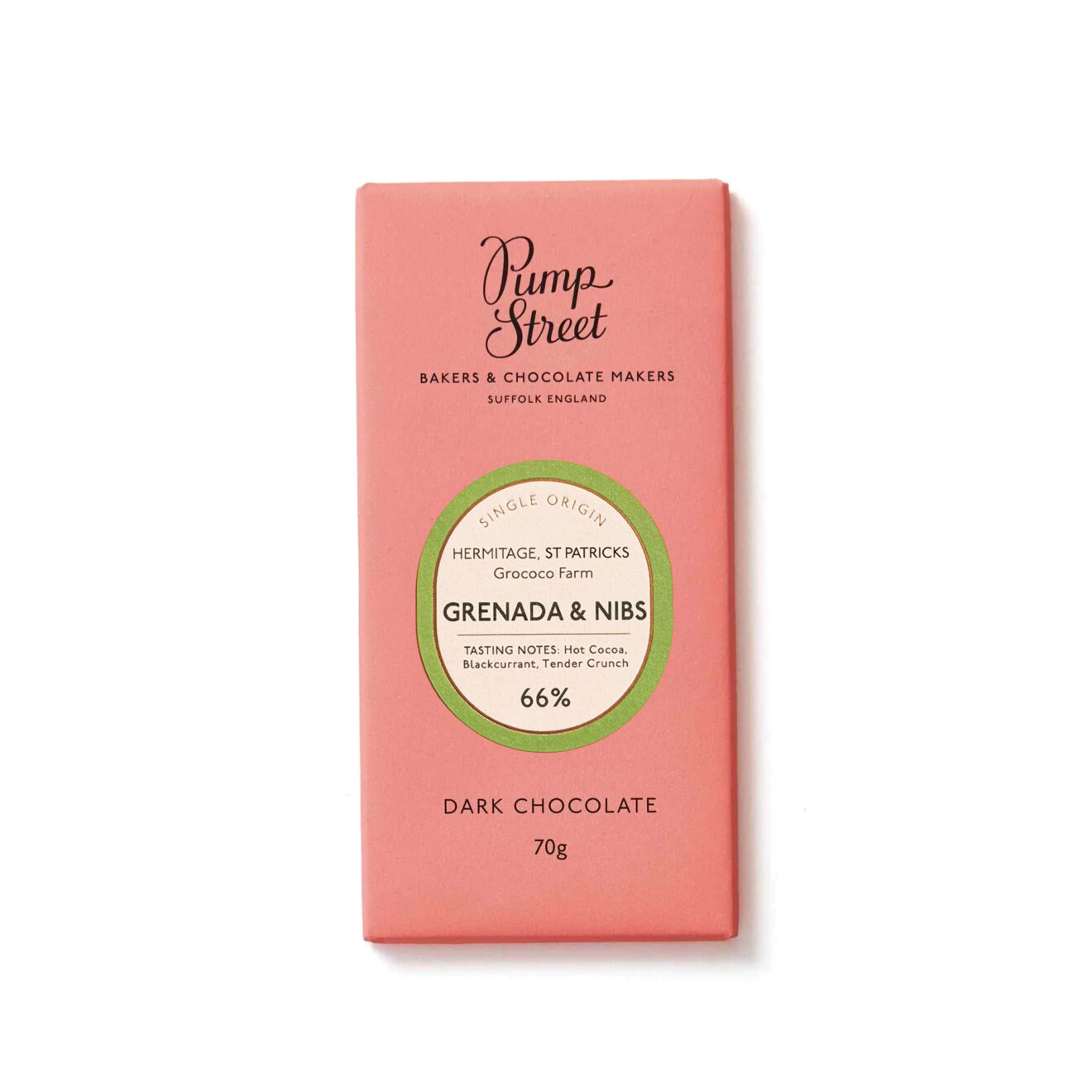 Pump Street x Grococo Dark Chocolate Nib Bar 66%, 70g